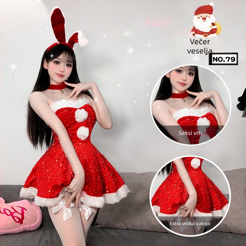 Ženski seksi scenski komplet haljina od baršuna, poliester, zima 2023