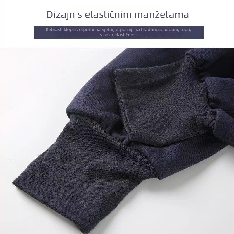 Muške tople hlače – 70% pamuk; visokog struka; dužina 9/10; hlače s manžetama; zaštita koljena i struka