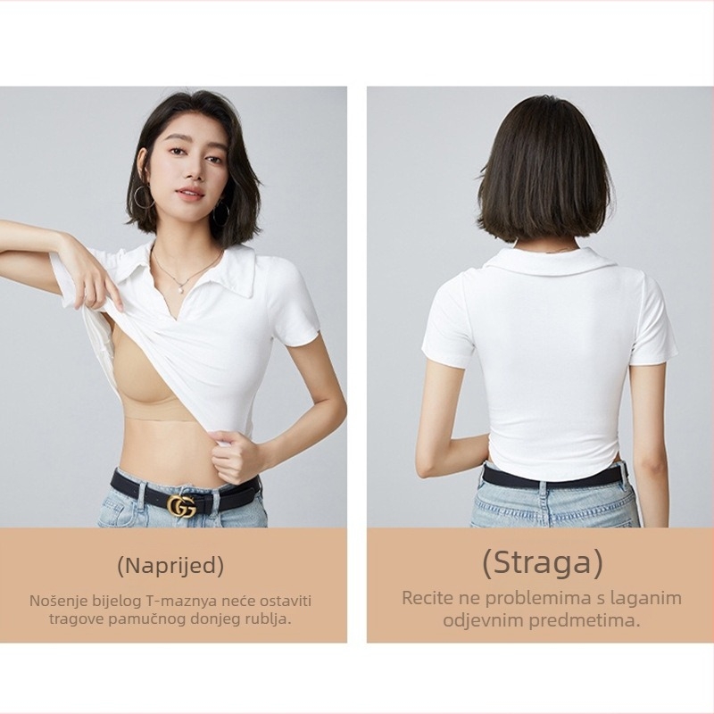 Najlonski nevidljivi push-up grudnjak s tankim oblikovanim košaricama i fiksnim dvostrukim naramenicama, lijepa leđa