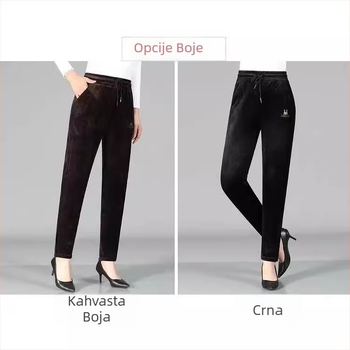 Ženske hlače od corduroya, visokim podizanjem struka, uski kroj, zimske, poliester-spandeks mješavina