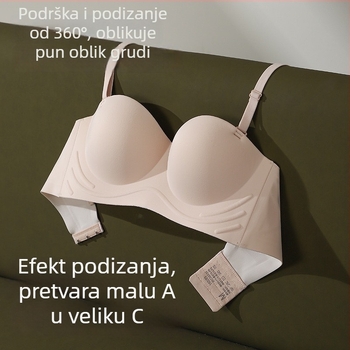 Ženski push-up grudnjak s odvojivim dvostrukim trakama, protusklizna podstava, veličina košarice 1/2, oblik košarice: tanak gore, deblji dolje, materijal najlon