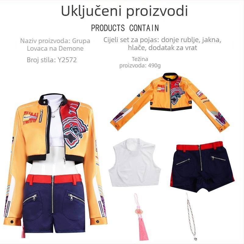 Cosplay kostim lovca na vještice za K‑Pop grupu na pozornici — unisex, poliester smjesa, glavni materijal 90% poliester, sekundarni 60% poliester, šifra proizvoda Y2572, ljeto 2025