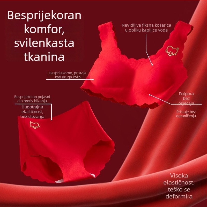 Dječji set grudnjaka od najlona — crveni vest-stil, bezšavni, pune košarice, podesiv, uzrast 7–12 godina, razvojne faze 2–3