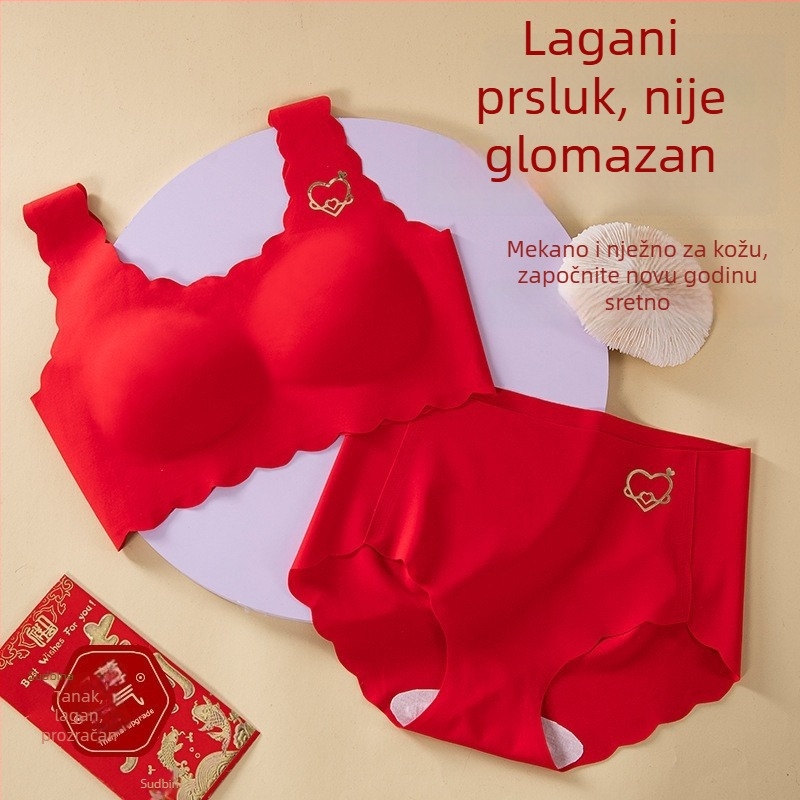 Dječji set grudnjaka od najlona — crveni vest-stil, bezšavni, pune košarice, podesiv, uzrast 7–12 godina, razvojne faze 2–3