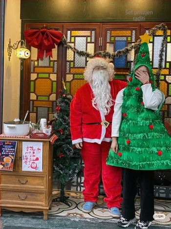 Kostim božićnog drvca za odrasle i djecu, dekoracija drvca, kostim za predstavu, Djed Mraz kostim, simulacija drveta; akril >95%, poliester >95%, naborkana površina, ljeto 2025 izdanje, bez velura