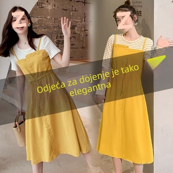 Trudničko haljina za dojenje s krznenim ovratnikom, rukavi ¼, kratka suknja s oblikom ribje rep, chenille tkanina s elastanom