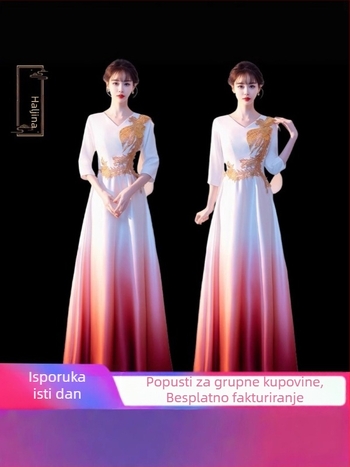 Ženska haljina za zborske nastupe, duga haljina s patchwork dizajnom, poliester materijal, za pjevanje i recitacije