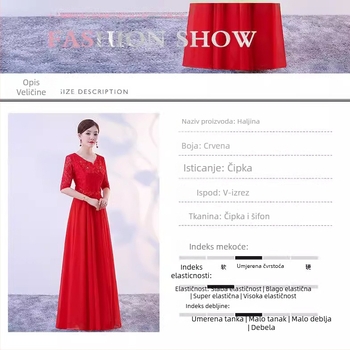 Odrasla zborna duga haljina, šifon, poliester 70-80%, 3/4 rukav, Zima 2023