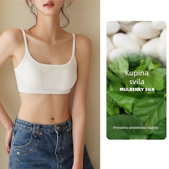 Mulberry svileni tube top s jastučićima za grudi, bezšivan, bežični, oblikuje tijelo