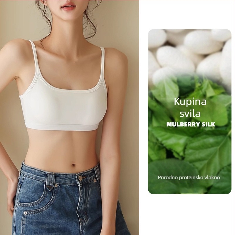 Mulberry svileni tube top s jastučićima za grudi, bezšivan, bežični, oblikuje tijelo