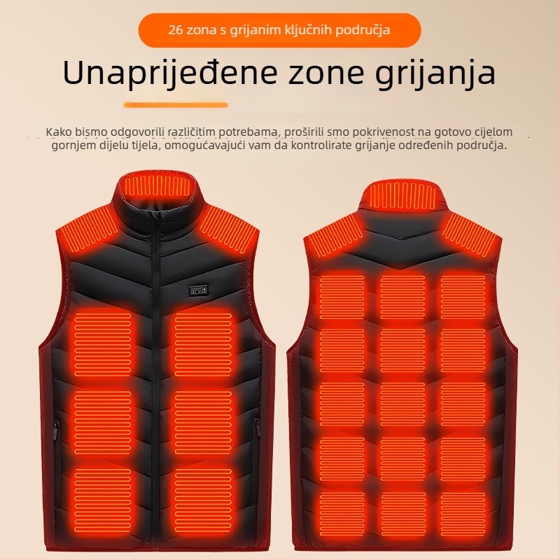 Grafen 26-zonska električno grijana vesta sa stojećim ovratnikom i inteligentnom regulacijom temperature