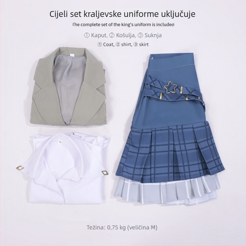 King of Glory Flash Plan cosplay kostim: elegantan ženski kostim s JK suknjom, mekana tkanina, poliester 70-80% glavni, 90-95% sekundarni, proljeće 2025.