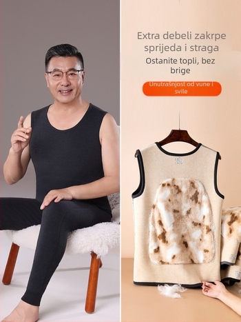 Muška vesta od poliestera 95%, debela, minimalistički stil, zima