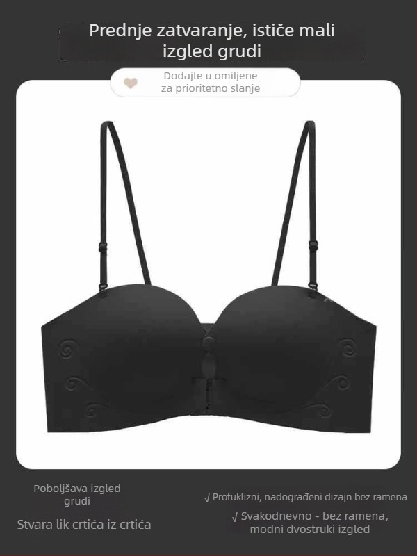 Sutien bez naramenica s prednjim zatvaranjem, nevidljiv i bezšiven dizajn, push-up, protuklizni