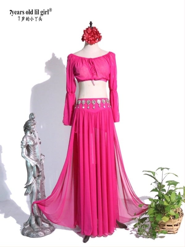 Kostim za orijentalni ples Belly Dance, mrežasti materijal, spandex do 30%, kineski stil, književni retro, zima 2025