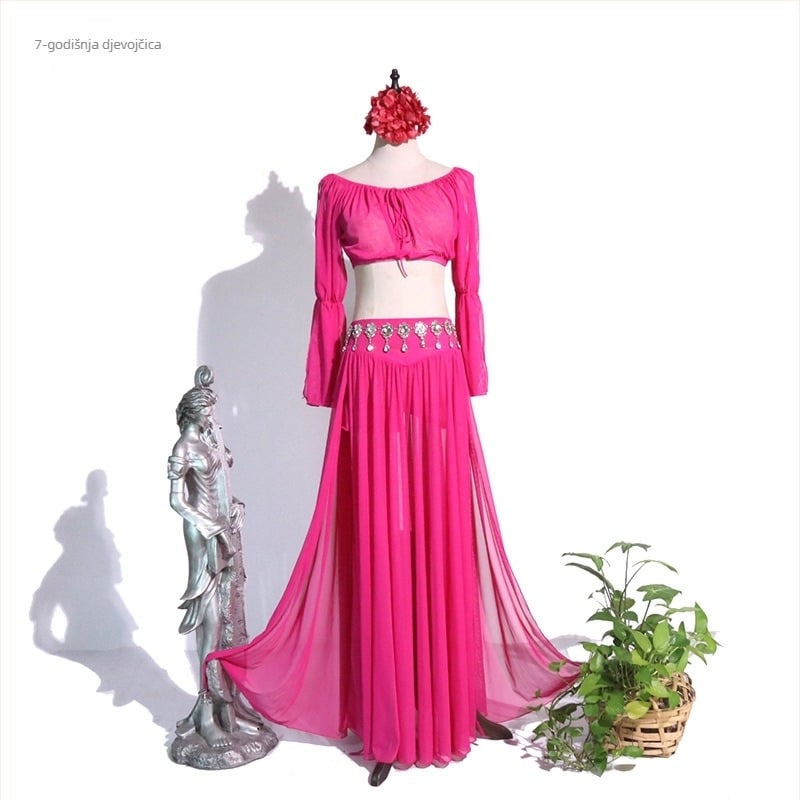 Kostim za orijentalni ples Belly Dance, mrežasti materijal, spandex do 30%, kineski stil, književni retro, zima 2025