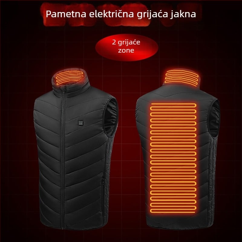 Unisex električno grijana vesta od pamuka, USB punjenje, zimska toplina