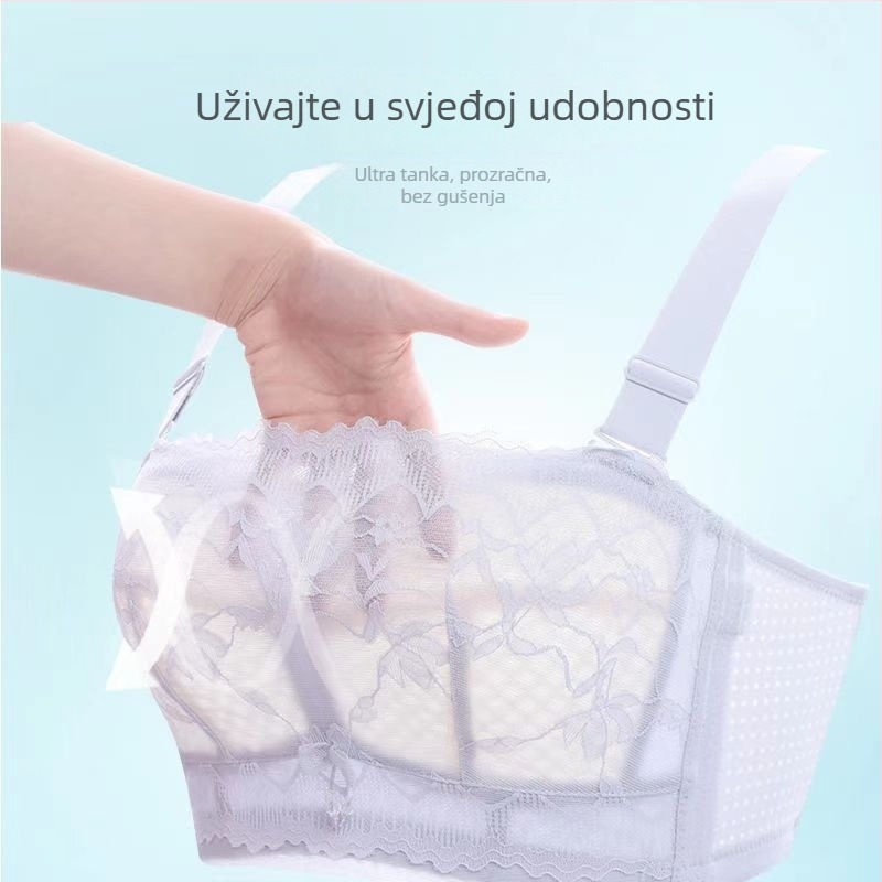 Najlon grudnjak bez naramenica s čipkom, bez leđa, prozračan, udoban, push-up