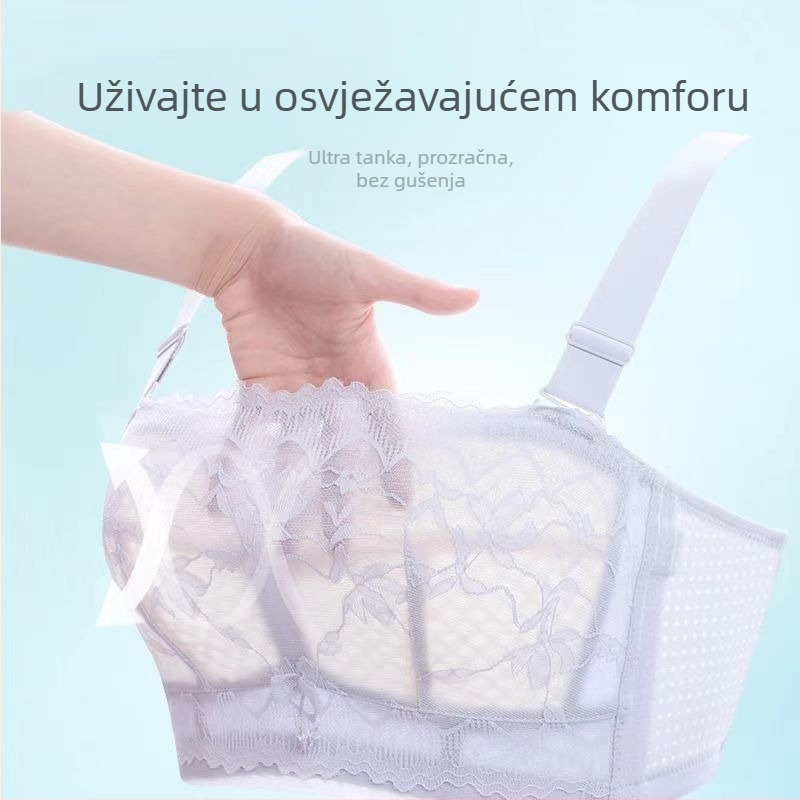 Najlon grudnjak bez naramenica s čipkom, bez leđa, prozračan, udoban, push-up