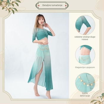 Kostim za trbušni ples od mrežaste tkanine za žene – ljeto 2024, poliestersko/spandeks mješavina (90–95% poliestera)