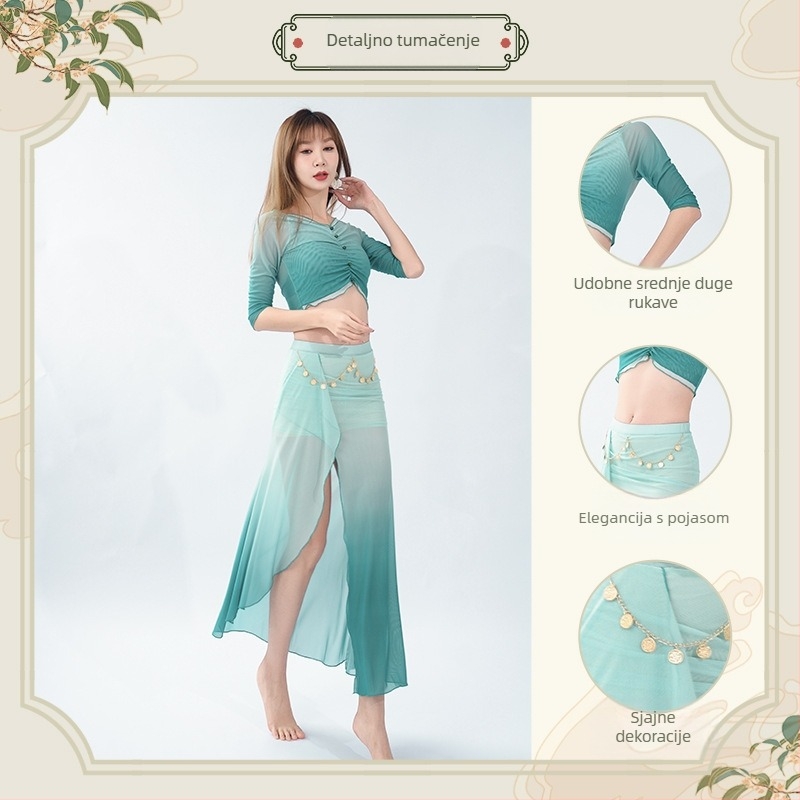 Kostim za trbušni ples od mrežaste tkanine za žene – ljeto 2024, poliestersko/spandeks mješavina (90–95% poliestera)