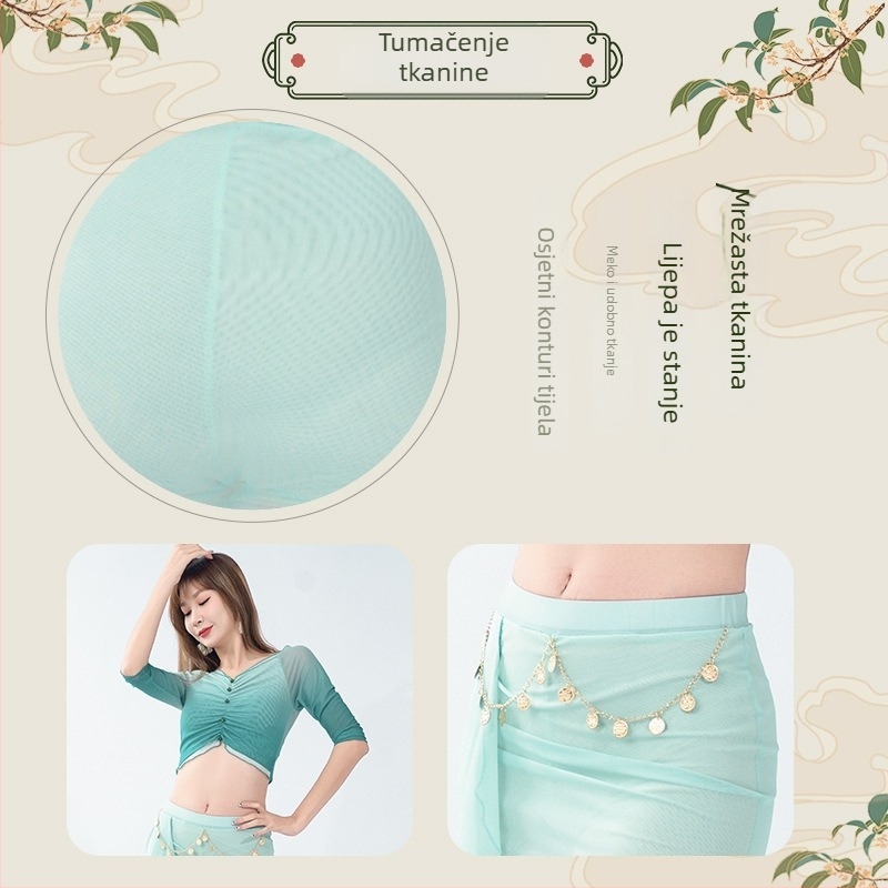 Kostim za trbušni ples od mrežaste tkanine za žene – ljeto 2024, poliestersko/spandeks mješavina (90–95% poliestera)