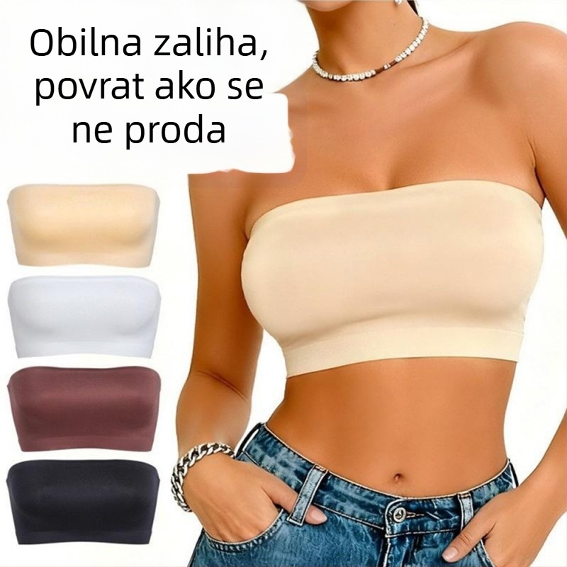 Bezramen bandeau grudnjak, protuklizni, bez jastučića i bez žice, udoban za žene, vizualno čini velika prsa manjima