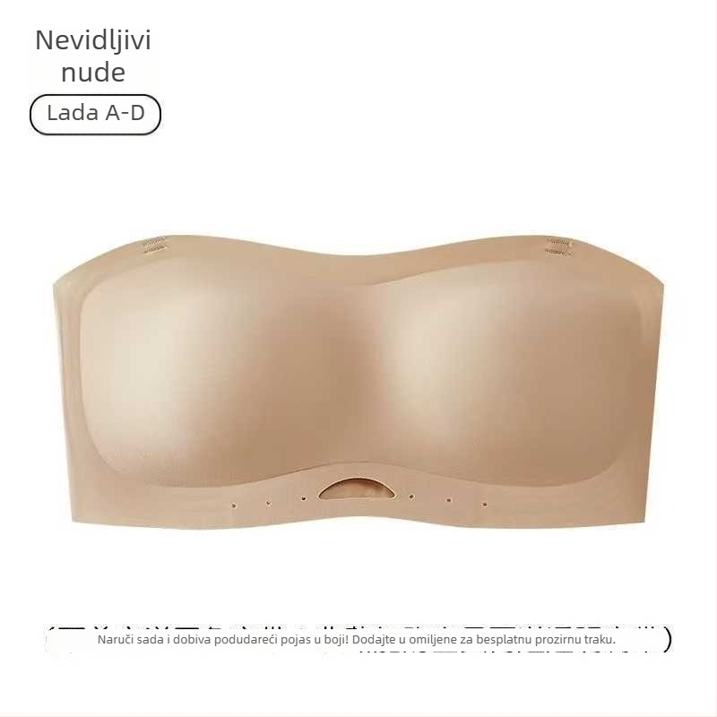 Brand 006 Bandeau grudnjak bez naramenica, protuklizni, bezšavnog dizajna, s uklonjenim dvostrukim trakovima, vanjski materijal najlon, podstava spandeks, košarice bez oblikovanih formi.