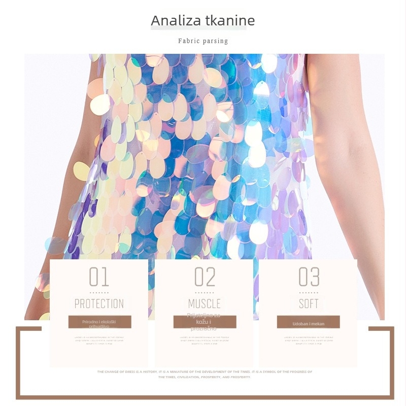 Sequin haljina za Belly Dance i Latin Dance, ženska izvedbena/trening haljina, poliester 95%+