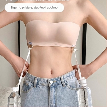 Innili grudnjak bez naramenica, Push-Up, protuklizni, tanke oblikovane košarice, najlonska tkanina, odvojne dvostruke naramenice