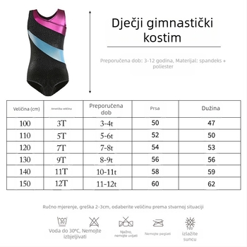 Dječji plesni kostim za djevojčice, probni kostim; tkanina: smjesa kemijskih vlakana, 90% poliester; naziv tkanine: smjesa kemijskih vlakana; pogodno za dob 3–8 godina.