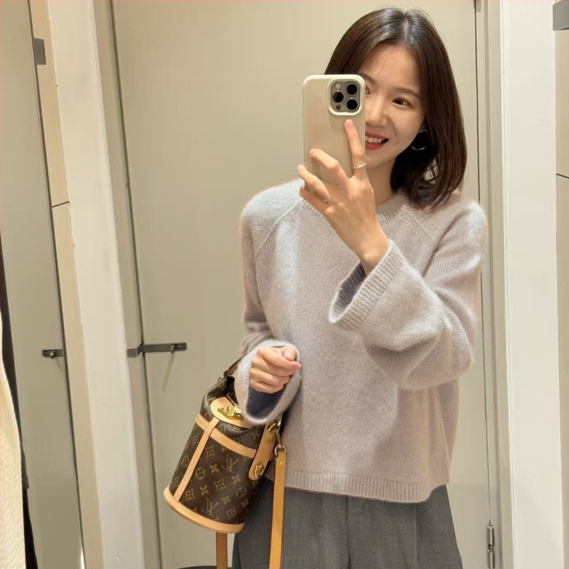 Ženski kašmir džemper s kapuljacom i okruglim izrezom, redoviti kroj, mješavina kašmira 30–50%, elegantan gradski stil