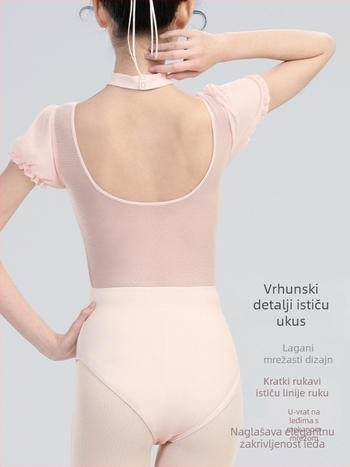 Baletno bodi za žene – motiv s raspucanim cvjetovima, najlon tkanina, podstava poliester-viskozna, pogodno za balet i pozornicu