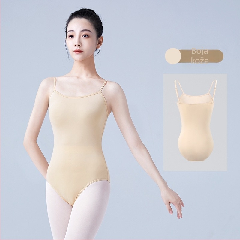 Baletni bodi s trakama – moderna plesna odjeća, Milk Silk tkanina, poliester 95%, podstava Spandex