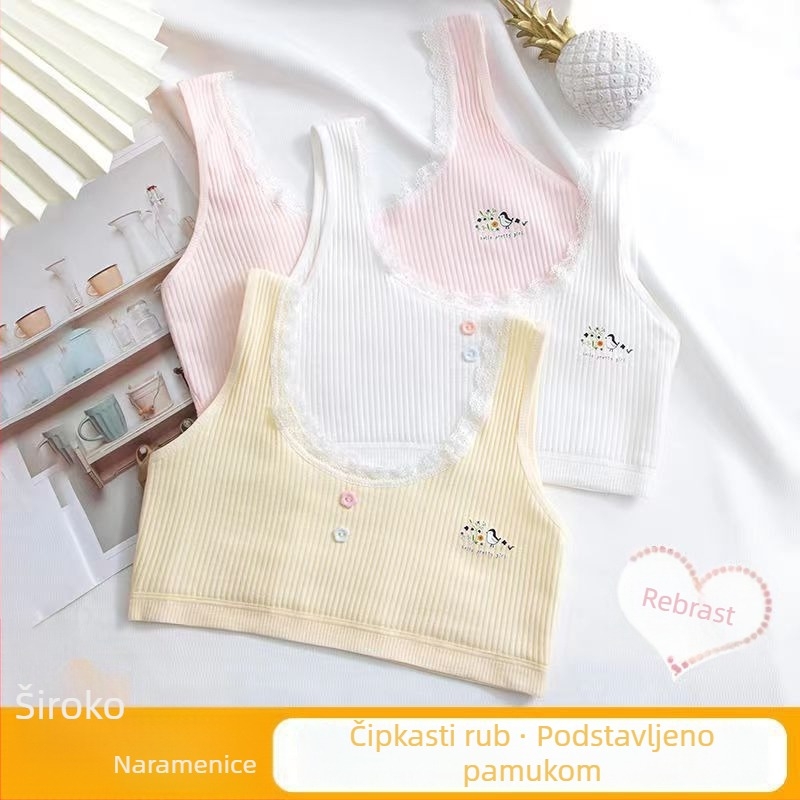 Dječji pamučni podstavljeni top s tankim oblikovanim šalicama, sladak stil