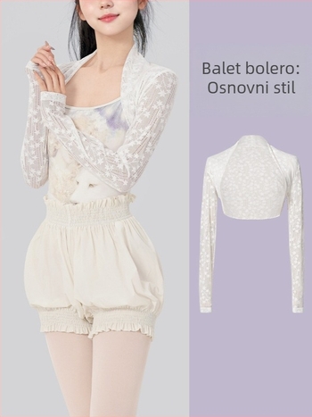 Balet-top za vježbanje s otvorenim ramenima i čipkom, materijal najlon/spandeks, za sve sezone, žensko plesno odijevanje