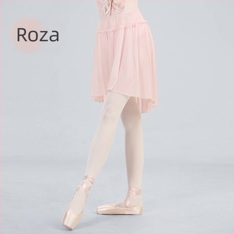 Odrasla baletna suknja s elastičnim pojasom, mekan mrežasti materijal, vanjski materijal najlon 95%, podstava spandeks 5%, srednje duljine