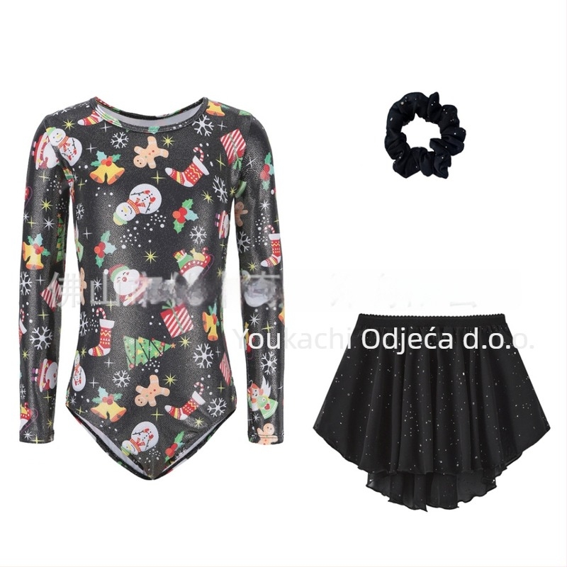 Dječji baletni trening odijelo s tila suknjom (90% poliester + 10% elastan; Mekan materijal; Dobna skupina 3–8 godina)