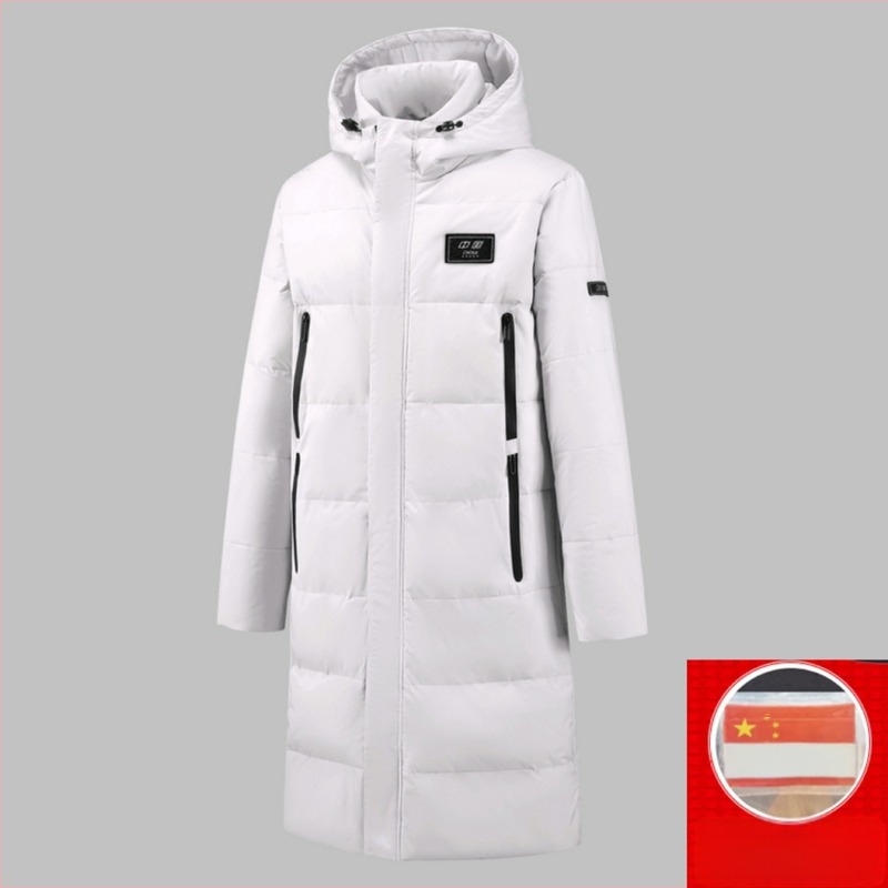 Duga zimska jakna s punom gusjih perja, 360 punjenje, kašmir 36–40%, vjetrootpornost i otpornost na hladnoću, kapuljača, zatvarač, podstava od poliester