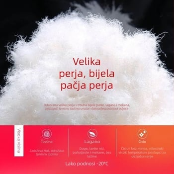 Muška down jakna s kapuljom, produžena duljina, vodootporna, sadržaj perja 51-55%, patčje perje