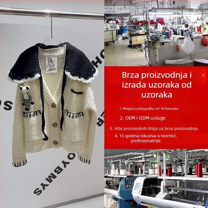 Pleteni džemper na narudžbu (OEM proizvodnja; prilagodba prema nacrtima i uzorcima; izrada uzoraka; kapacitet 1000 komada)
