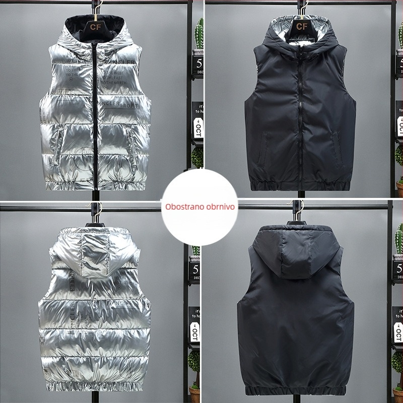 Muški dvostrano pamučni prsluk s kapuljom, korejski stil