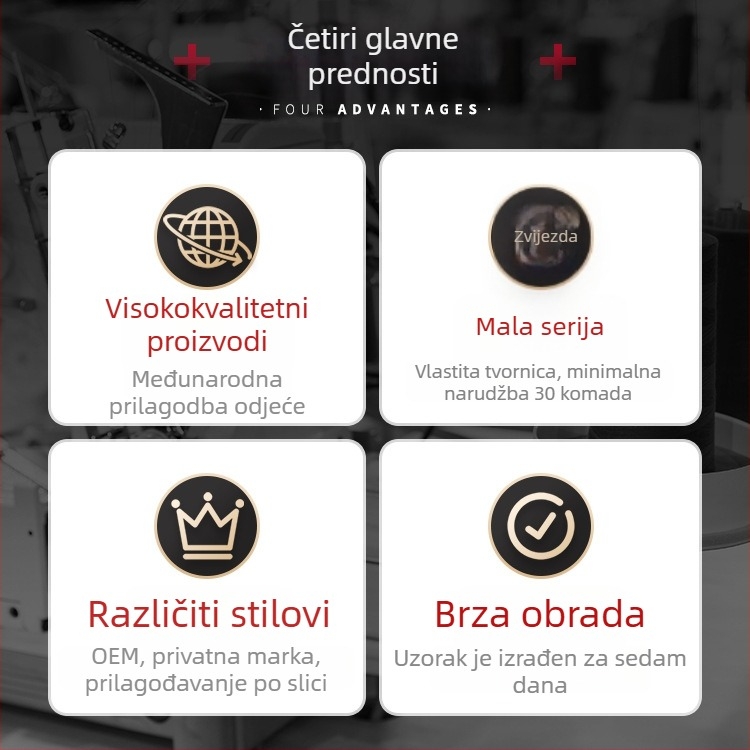 Proizvodnja ženskih haljina od tkanina – srednje i visoke klase, 7-dnevno probno razdoblje, 500 kom/dan, OEM/proba/crtanje