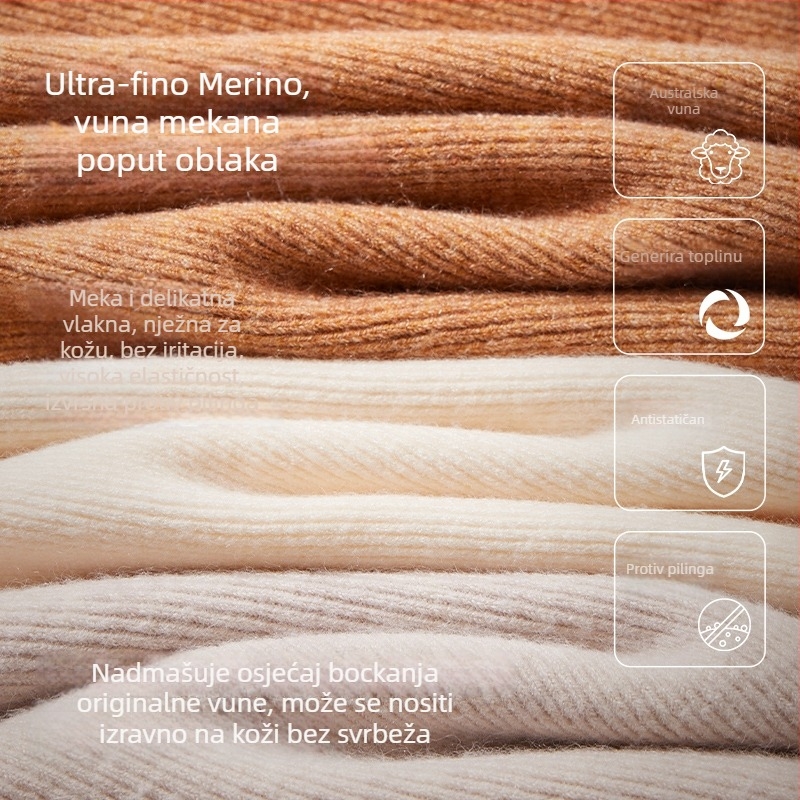 Ženski pleteni bazni top s polu-visokim ovratnikom, jesen/zima vuneni top, uski kroj, elegantan komad