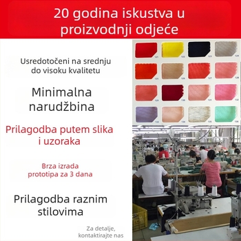 Prilagođena obrada odjeće za ženske pletene i tkanine T‑majice — izrada uzoraka, tisak i vezenje; OEM i obrada po crtežima; Tkanine: pamuk, sintetička vlakna, spandeks, modal; Kapacitet: 600 komada