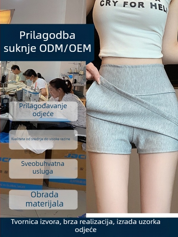 Tkana suknja — prilagođena obrada, proizvodnja po uzorcima i crtežima, visoka kvaliteta proizvodnje, visoko temperatuurna izrada, osnovne tkanine: čisto pamuk, čipka, modal, svila