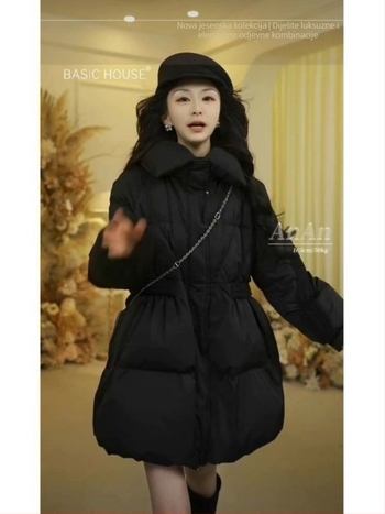 Ženska jakna s perjem Slim-Fit, ultra kratka duljina, polo ovratnik, Chenille tkanina