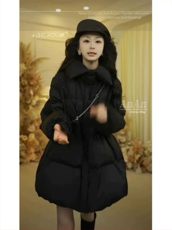 Ženska jakna s perjem Slim-Fit, ultra kratka duljina, polo ovratnik, Chenille tkanina