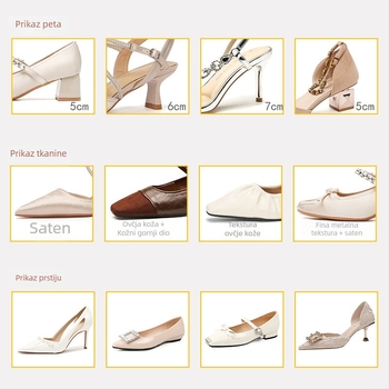 Ženske visoke pete s špičastim nosom, gornji dio od super fiber, 3–5 cm tanak potpetica, gumena potplata