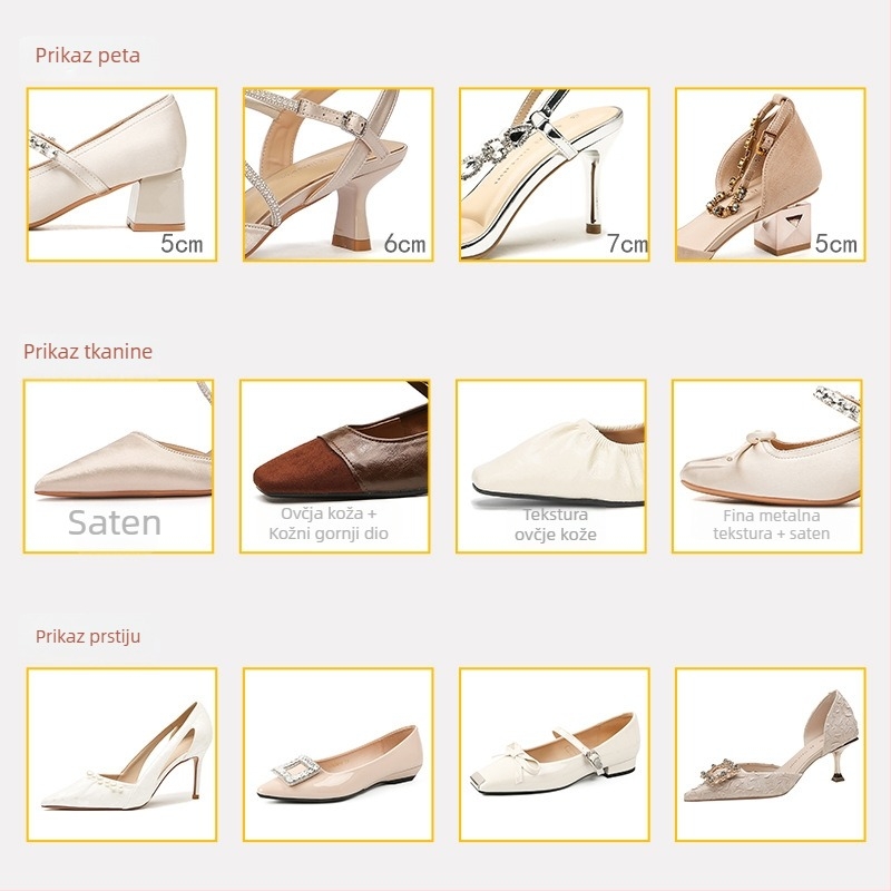 Ženske visoke pete s špičastim nosom, gornji dio od super fiber, 3–5 cm tanak potpetica, gumena potplata